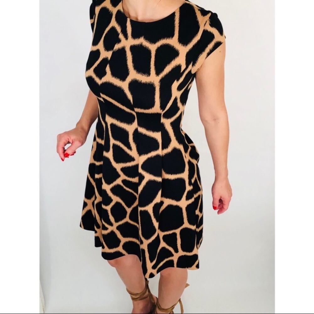 Michael Kors Giraffe Print Fit & Flare Dress